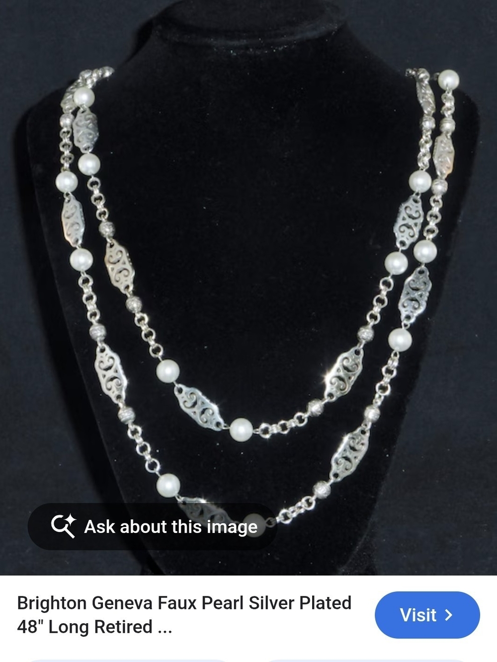 Brighton Silver and White Faux Pearl Multi-Strand Necklace
